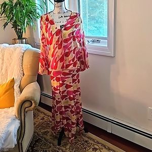 Patrizia Pepe 100% silk flowers top and skirt